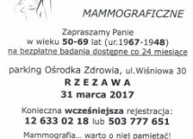 Więcej o: Zapraszamy wszystkie Panie w wieku 50-69 lat na bezpłatne badanie mammograficzne